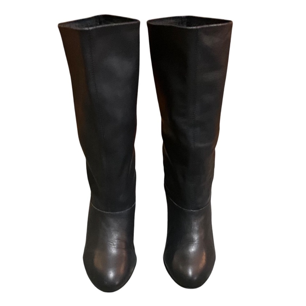 🎉HP RARE Navy Kelsi Dagger Navy Blue Polianna Mid Calf Heeled Boots - Picture 5 of 12